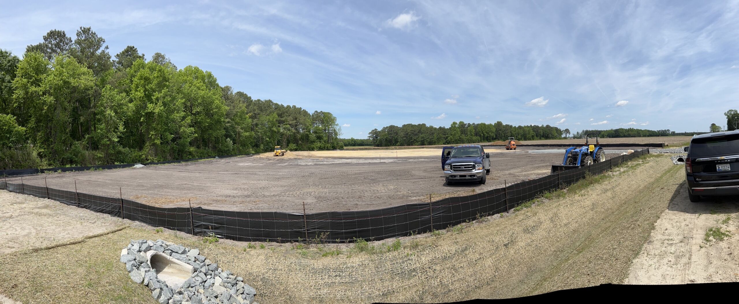Tri-County EMC Pink Hill Substation panoramic photo showing the initial site of the substation prior to the build
