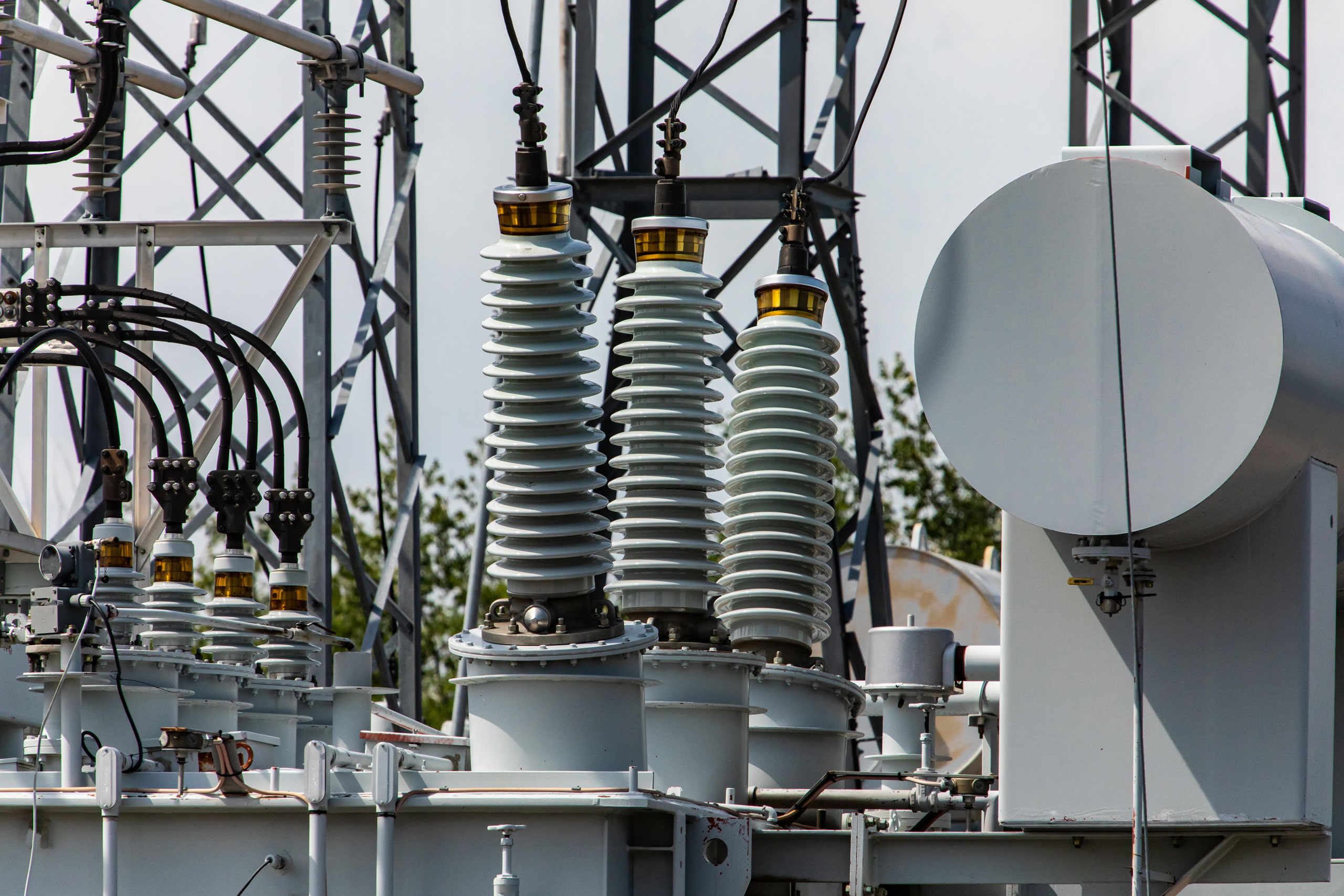 Closeup view of a substation