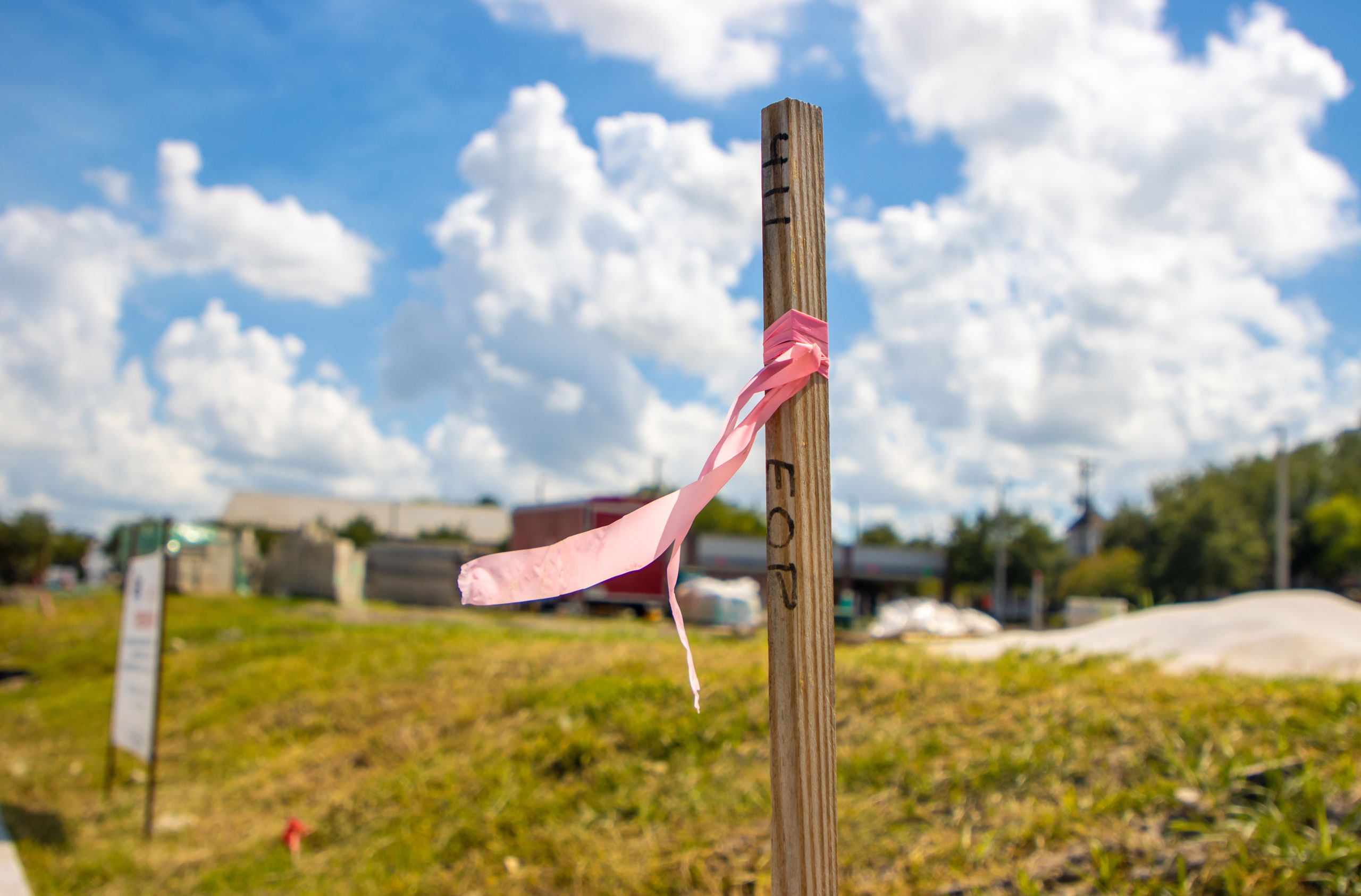 Survey stake on construction site